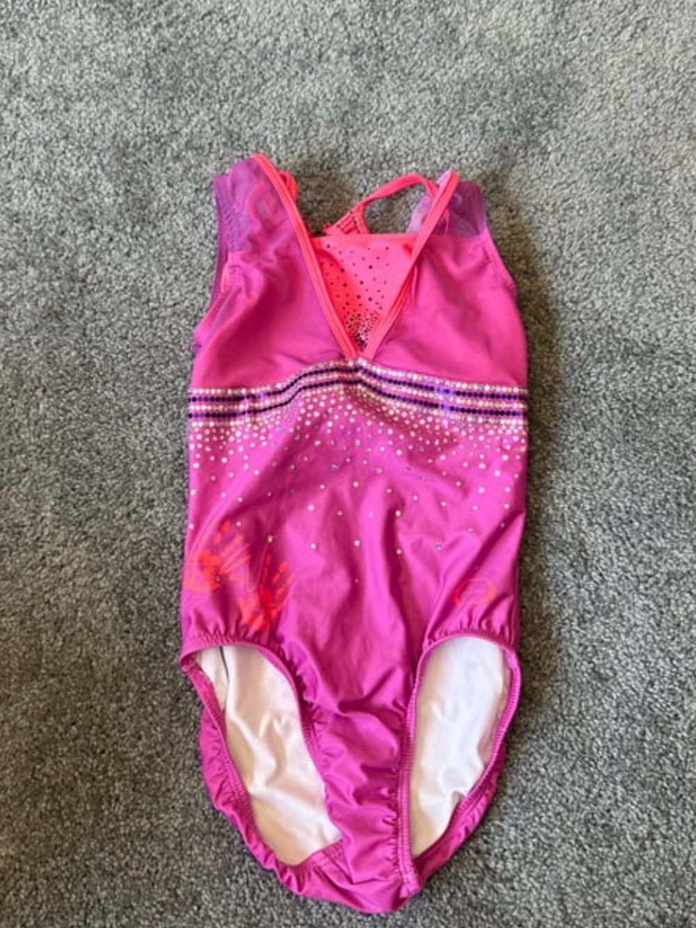 Girls Pink Rhinestone One-Piece Swimsuit